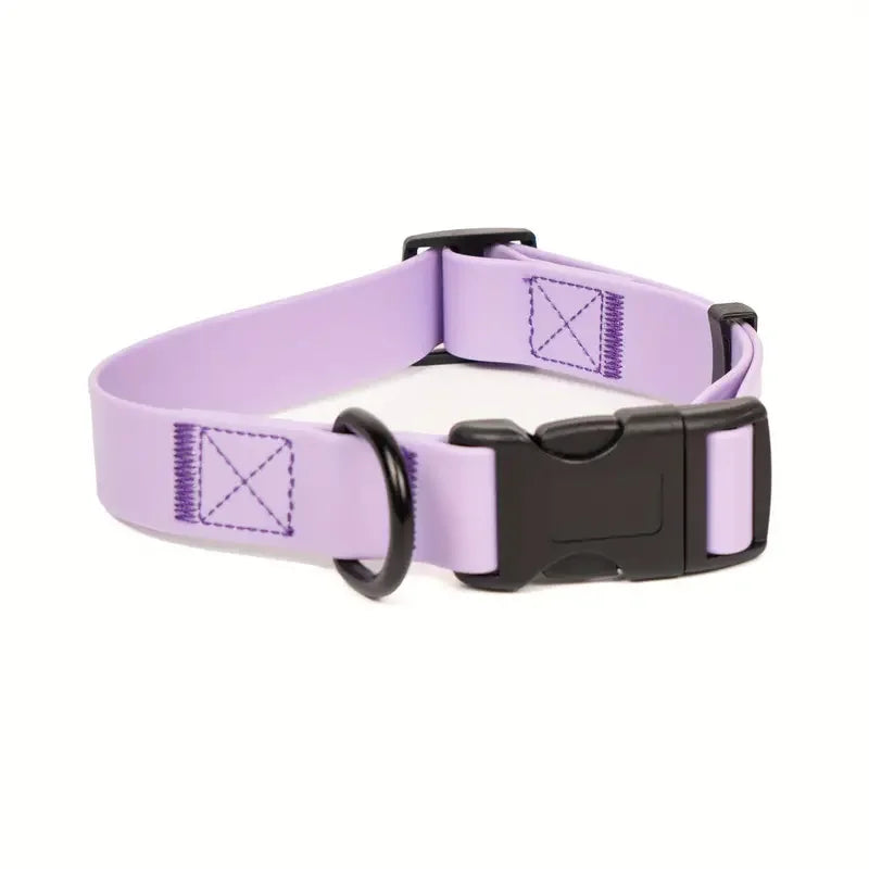Dog Collar, Waterproof Plastic PVC Rubber WashableOutdoor Puppy Collars Durable Adjustable for Small Medium Large Dogs in purple.