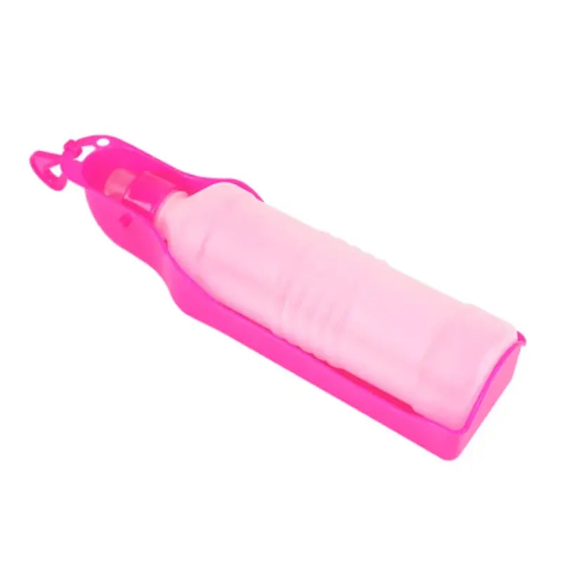 portable dog water bottle pink plastic travel pet drinking cup for dogs and cats, lightweight 250ml