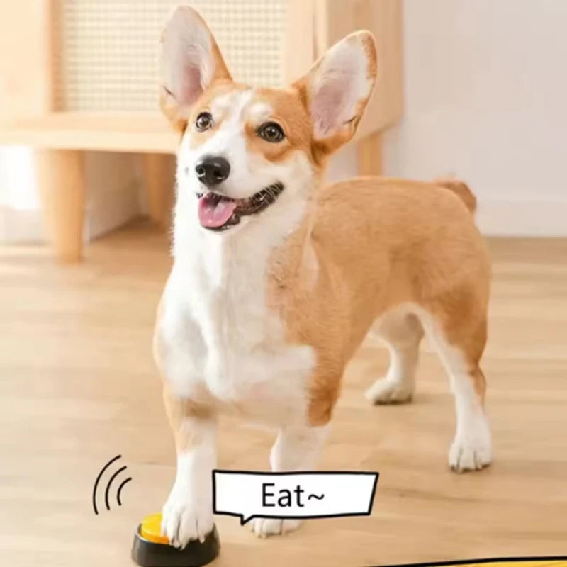Dog Toys Funny Dog Recordable Pet Toys Talking Pet Starters Pet Speaking Buttons Portable Cute Pet Supplies with dog pressing button.