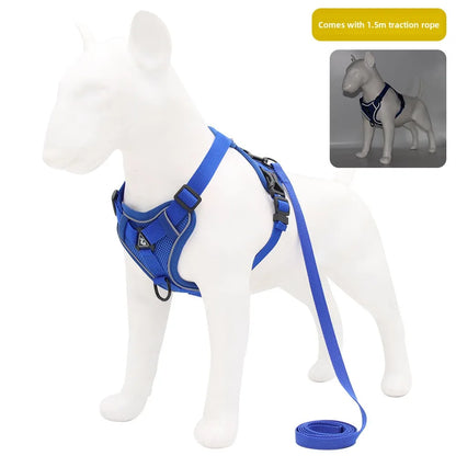Blue reflective cat harness and leash set, breathable mesh nylon pet harness with 1.5m traction rope for small dogs and cats