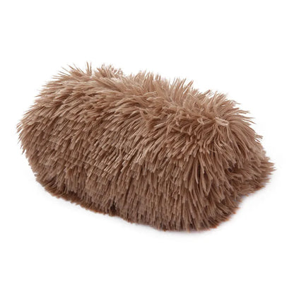 washable plush dog blanket mat brown long plush pet sleeping bed for dogs and cats, warm winter kennel cover