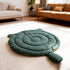 washable cat dog bed mat, big face cat style green round pet cushion for all seasons, soft breathable washable