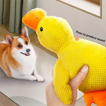 bite resistant dog plush toy yellow duck squeaky chew toy for large dogs and puppies