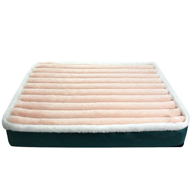 Pink calming dog bed memory foam pet mattress with removable washable cover and non-slip bottom for crates