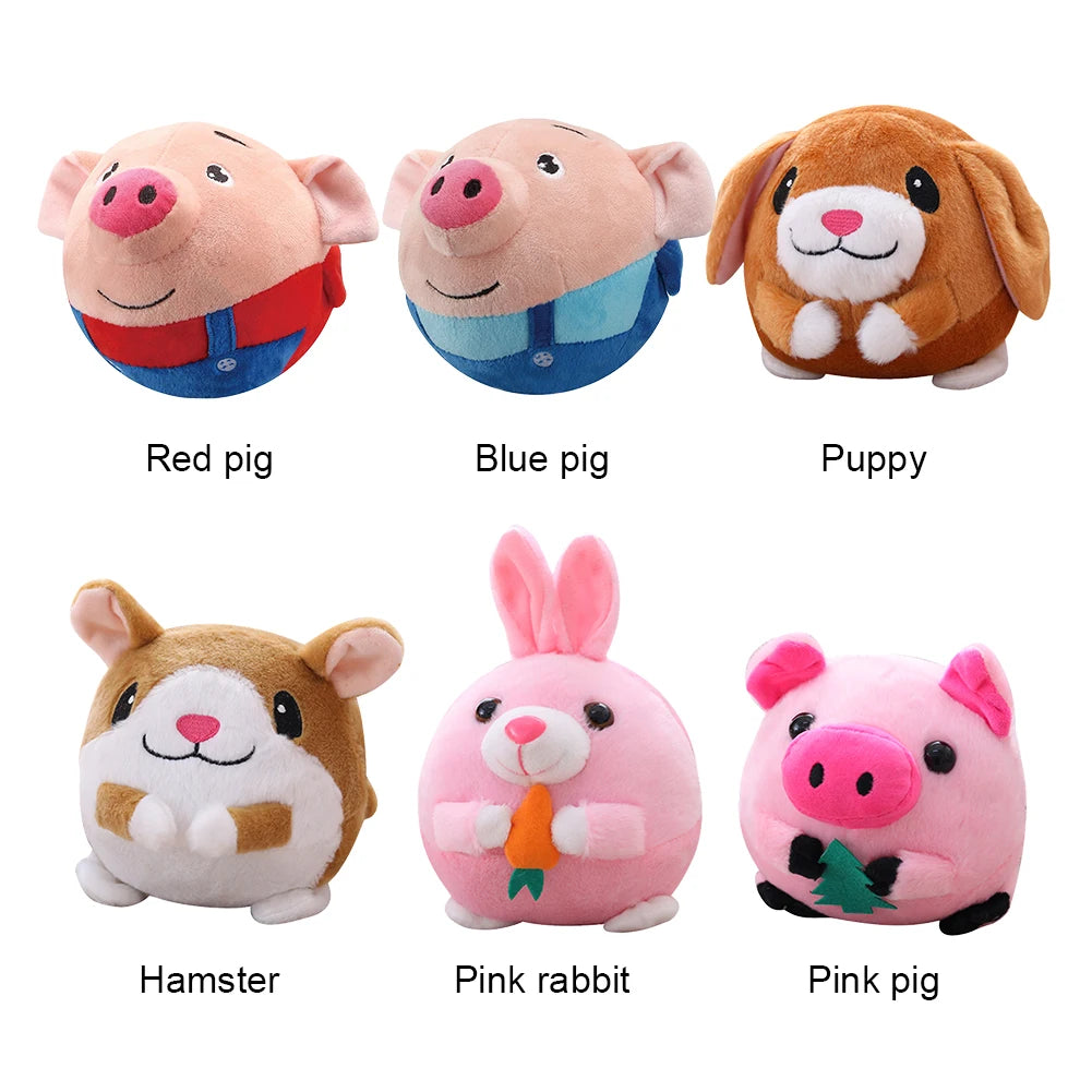 interactive squeaky dog toy plush bouncing animal balls for small dogs, chewable and bite resistant