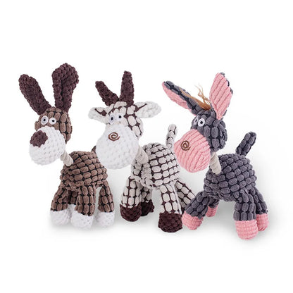 squeaky corduroy dog toy plush animal shapes for small and large dogs, bite resistant training toy