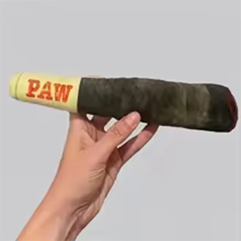 cigar dog toy plush squeaky chew toy for dogs, funny PAW cigar design gift for play and teething