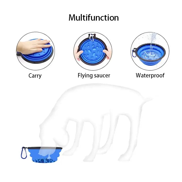 Foldable slow feeder bowl for dogs and cats, multifunction portable anti-gulping bowl for travel, carry, and waterproof use