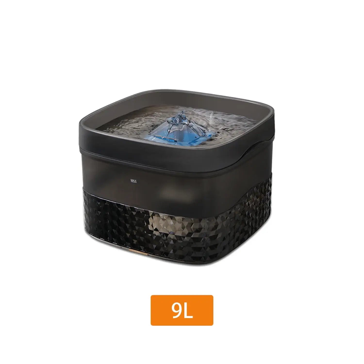 large capacity pet water fountain 9L black ultra-quiet pump dispenser for multiple cats or dogs