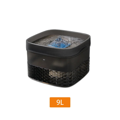 large capacity pet water fountain 9L black ultra-quiet pump dispenser for multiple cats or dogs
