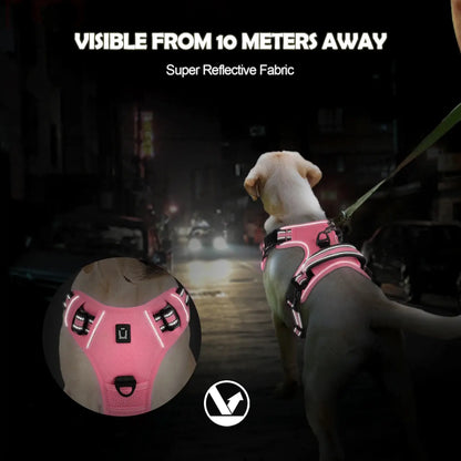 escape proof no pull dog harness and leash combo reflective pink vest harness visible from 10 meters away