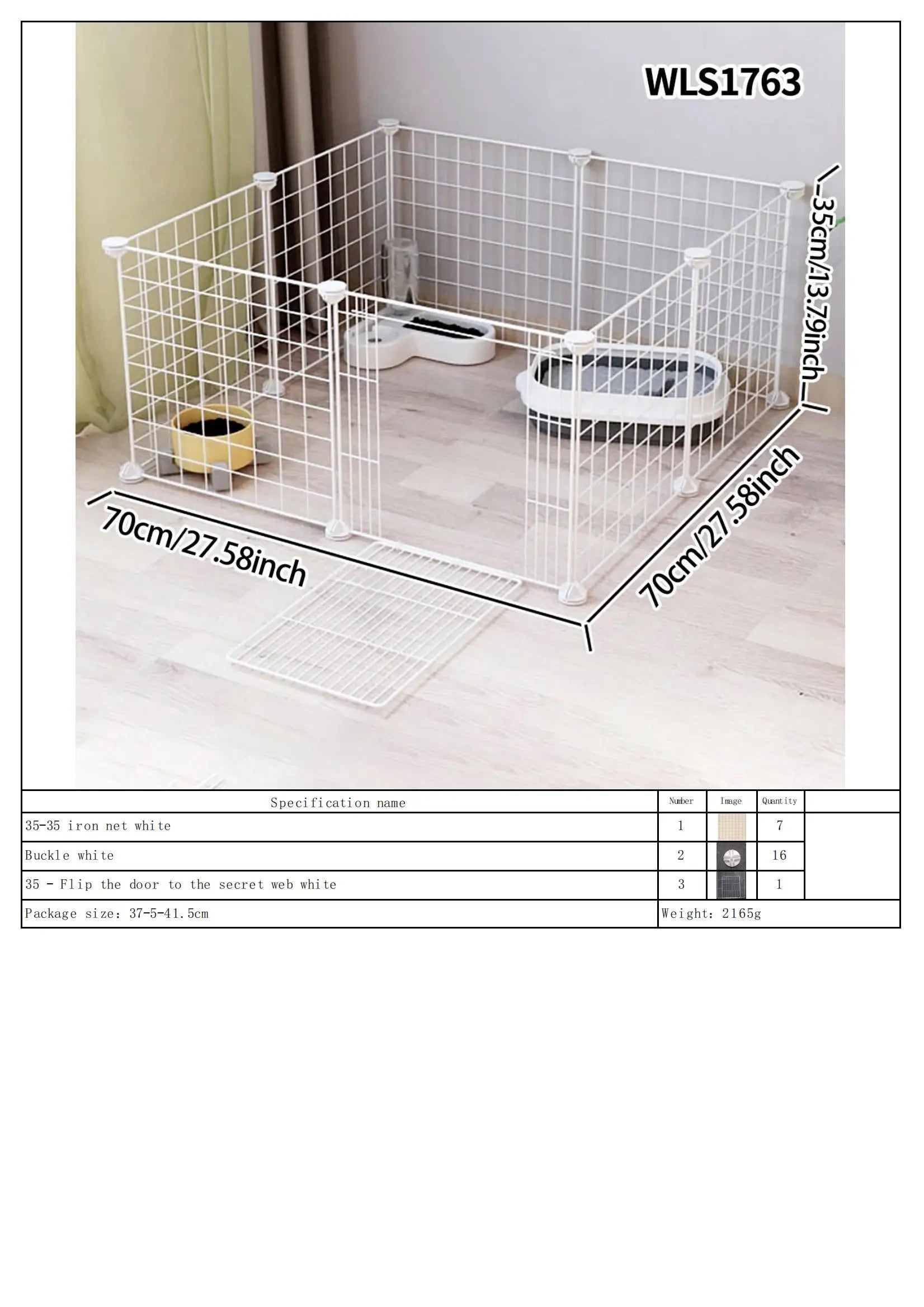 Pet Splicing Fence with Detachable Iron Mesh Gate, Isolation Barrier, Anti-Escape Gate, Indoor Fence, Easy to Assemble, Portable Cage
