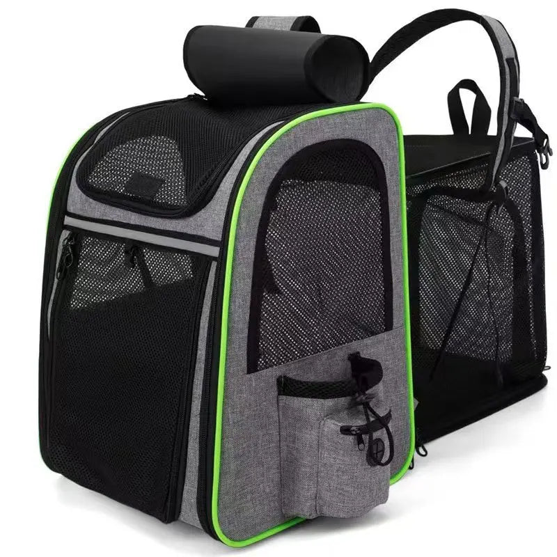 Pet Backpack Portable Breathable Outdoor Foldable Expandable Cat &amp; Dog Backpack Large Capacity Oxford Cloth Cat Carrying Bag
