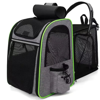 Pet Backpack Portable Breathable Outdoor Foldable Expandable Cat &amp; Dog Backpack Large Capacity Oxford Cloth Cat Carrying Bag