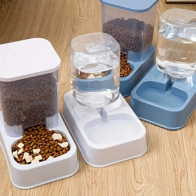 automatic pet feeder with water dispenser, battery-free portion-controlled cat and dog food and water station