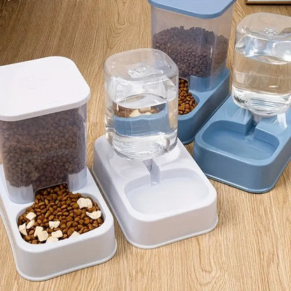 automatic pet feeder with water dispenser, battery-free portion-controlled cat and dog food and water station