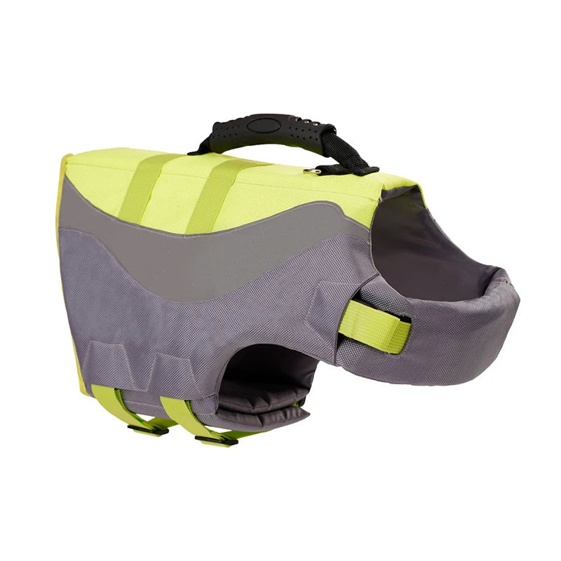 reflective dog life jacket green Benepaw pet life vest with rescue handle, leash ring, adjustable belts for boating and swimming