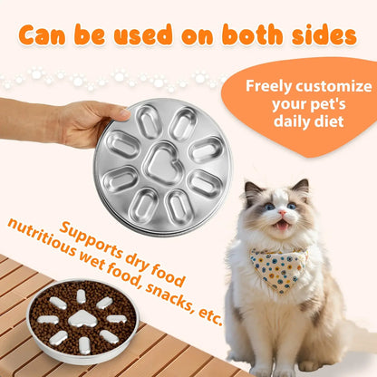 stainless steel slow feeder dog bowl, double-sided pet bowl for slow feeding, anti-choking and anti-overturning