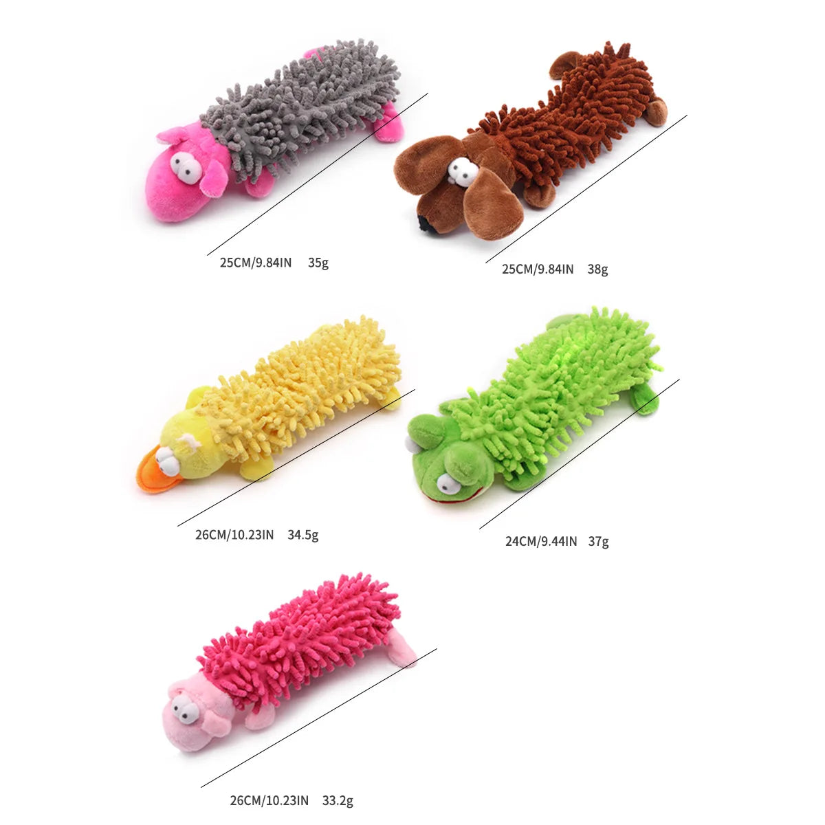 squeaky plush dog chew toy for puppies, soft mop fur shell interactive chew toy with squeaker, colorful pet training toy