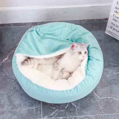 orthopedic dog bed for indoor pets, warm round cushion sofa with soft winter mat for dogs and cats