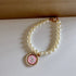 pet pearl necklace collar luxury pearl cat and dog necklace with pink charm, gold buckle, color 3
