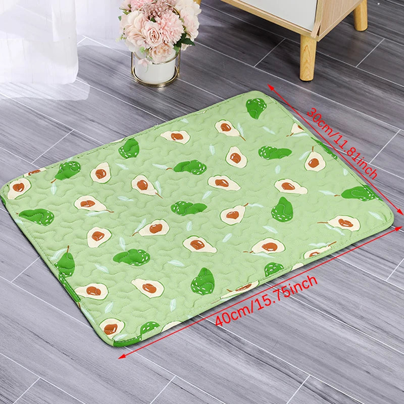 reusable washable dog pee pad green avocado print 40x30cm pet mat for dogs, breathable and absorbent