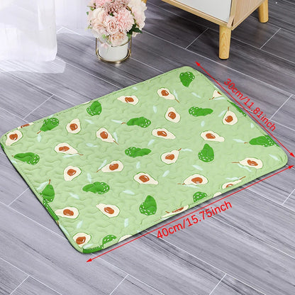 reusable washable dog pee pad green avocado print 40x30cm pet mat for dogs, breathable and absorbent