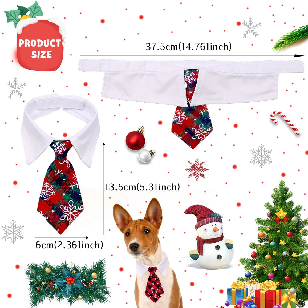 christmas dog necktie plaid adjustable pet tie and collar accessory for winter holiday dog grooming