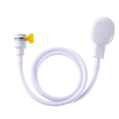pet bathing shower sprayer white plastic hose with carabiner for dog cat grooming and faucet connection