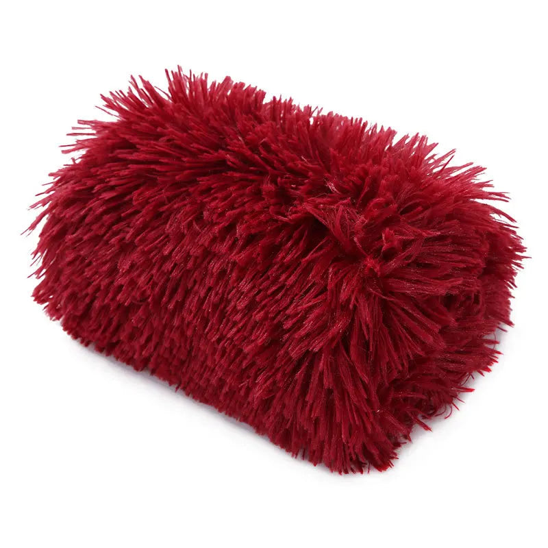 washable plush dog blanket mat burgundy long plush pet sleeping bed for dogs and cats
