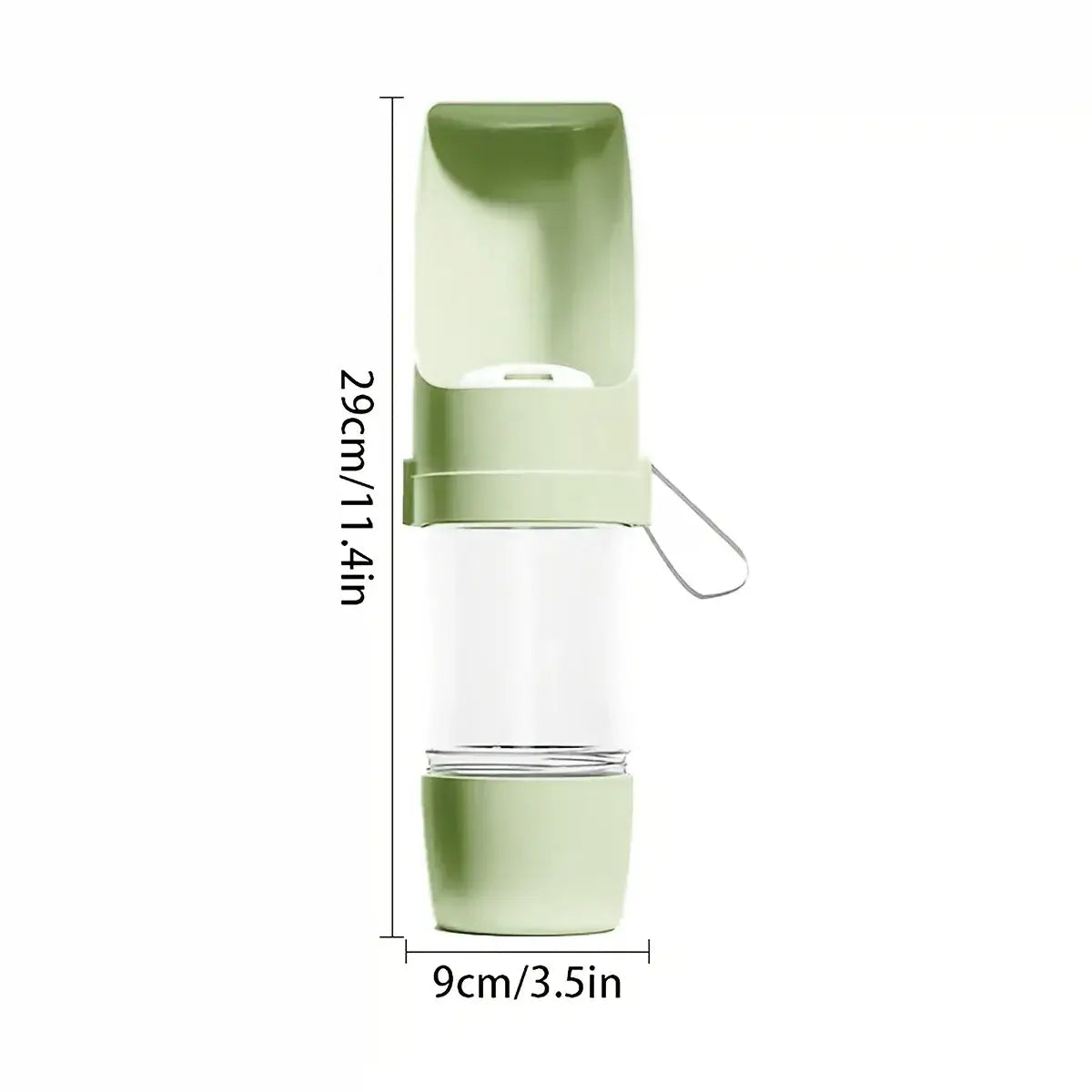 portable dog water bottle green ergonomic plastic pet hydration dispenser for outdoor walks hiking travel, 29cm
