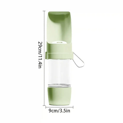 portable dog water bottle green ergonomic plastic pet hydration dispenser for outdoor walks hiking travel, 29cm