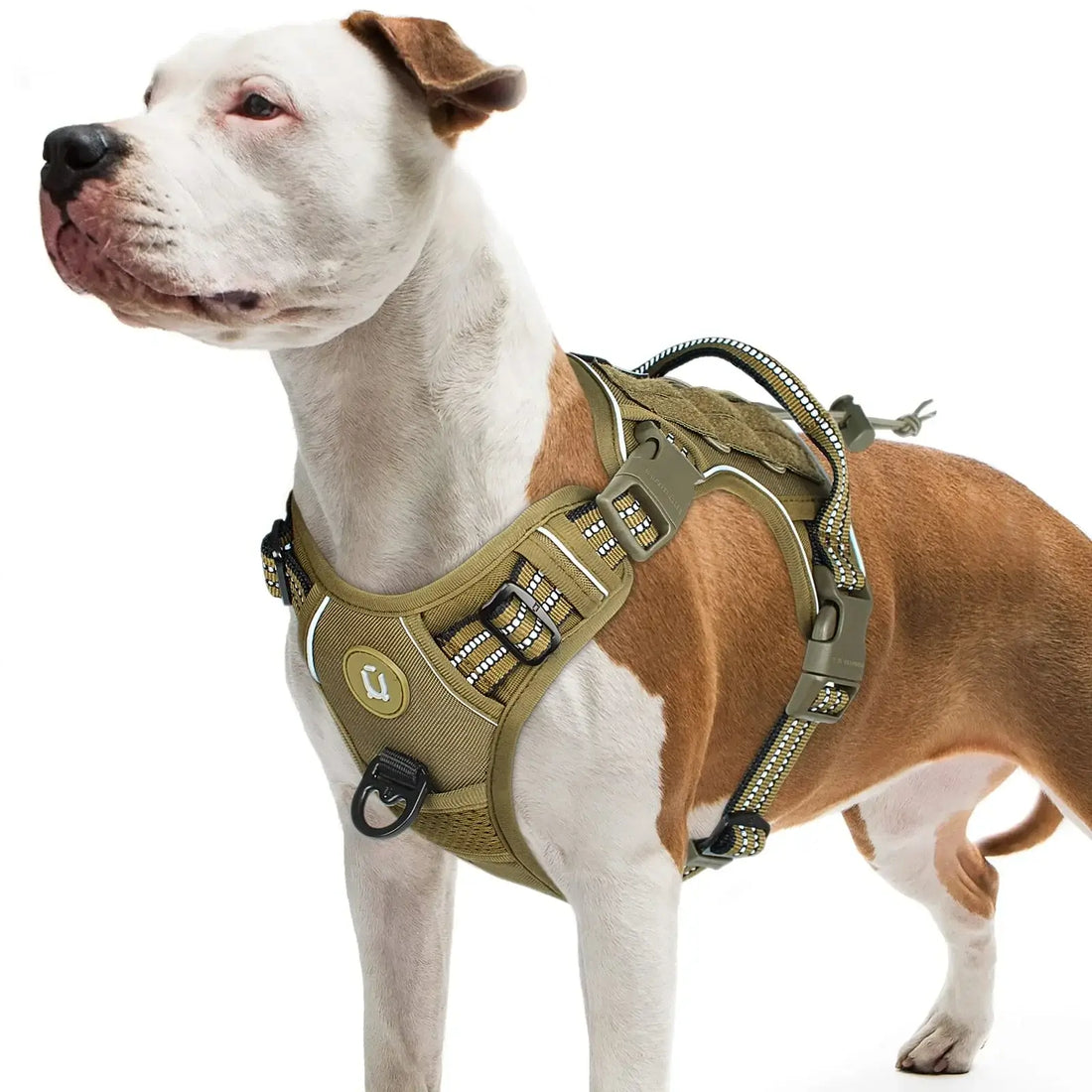 tactical no pull dog harness for medium large dogs, adjustable breathable MOLLE military vest with reflective straps