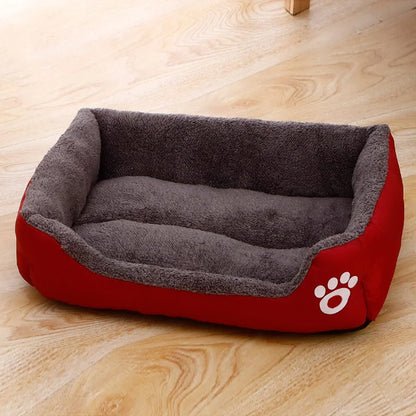 Burgundy plush dog bed with coral fleece, non-slip bite-resistant sleeping mat for large, medium and small dogs