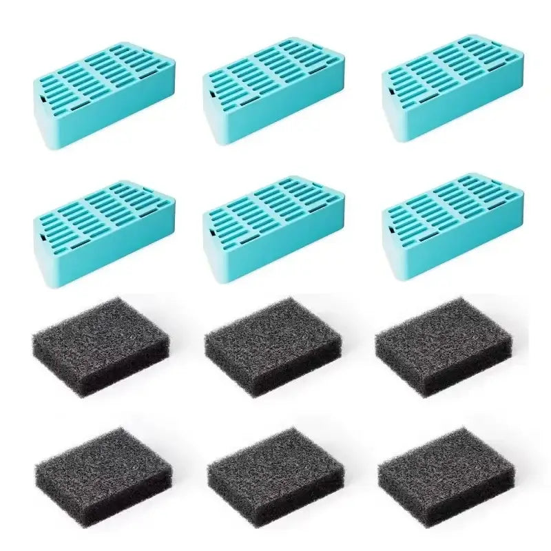 automatic cat water fountain 6 filters set, turquoise pet water dispenser cartridge accessories for cat and dog