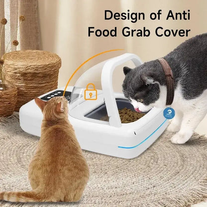 Microchip pet feeder with anti food grab cover for cats and medium-sized dogs, automatic intelligent feeding