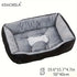 orthopedic plush dog bed with white PP fill, breathable gray and black pet sofa for small breeds, 19.6x15.7x4.7in