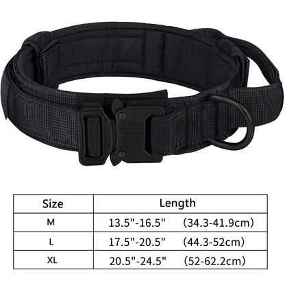 Black tactical dog leash collar for medium and large dogs, quick release breakaway polyester tactical collar