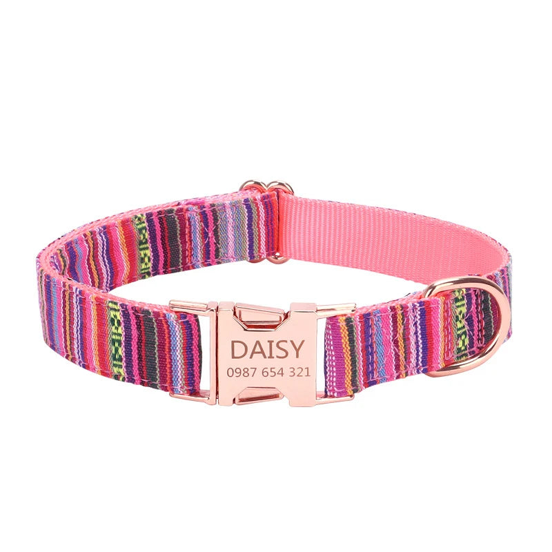 Pet Dog Collar Nylon Personalized Necklace Dog Supplies Free Engraving Name for Small Medium Large Dogs Adjustable Dog Collars