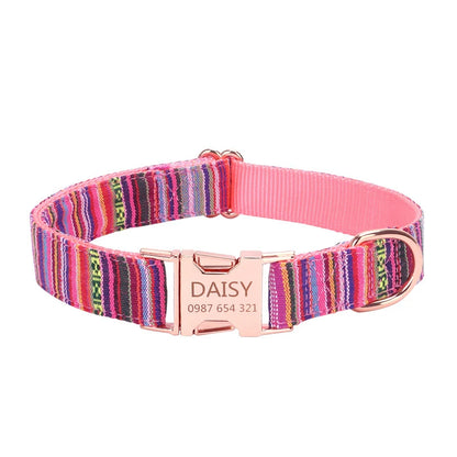 Pet Dog Collar Nylon Personalized Necklace Dog Supplies Free Engraving Name for Small Medium Large Dogs Adjustable Dog Collars