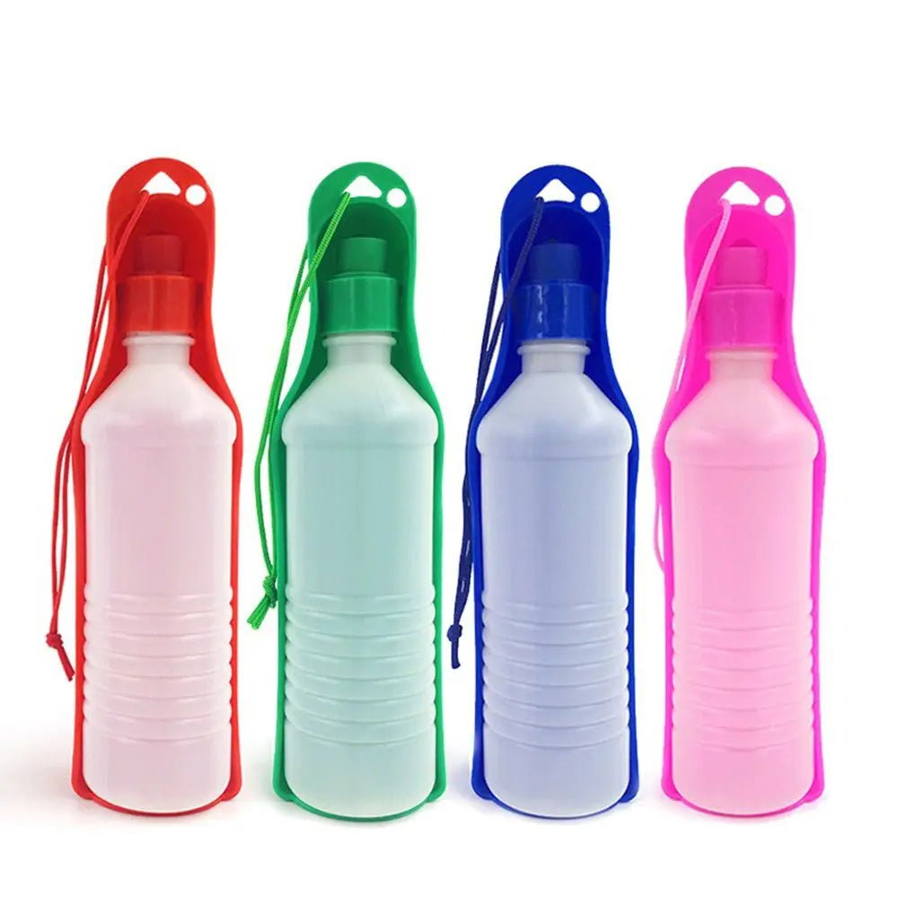 portable pet water bottle for dogs travel cup with drinking bowl dispenser, 250ml dog and cat feeder