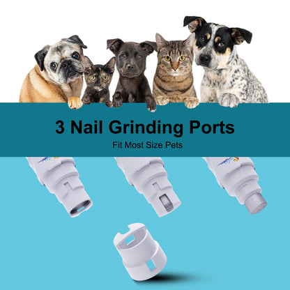 usb rechargeable dog nail grinder for dogs and cats with 3 nail grinding ports, quiet 2-speed pet paw trimmer