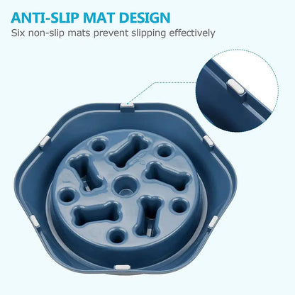 slow feeder dog bowl with anti-slip mat design, puzzle feeding bowl for small dogs to prevent gulping, choking, and bloat