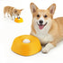 yellow slow feeder dog bowl lick sphere puzzle feeder for liquid treats, non-spill plastic puppy bowl