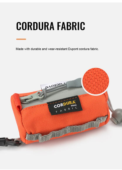 dog poop bag holder with carabiner made of durable Cordura fabric for easy leash attachment