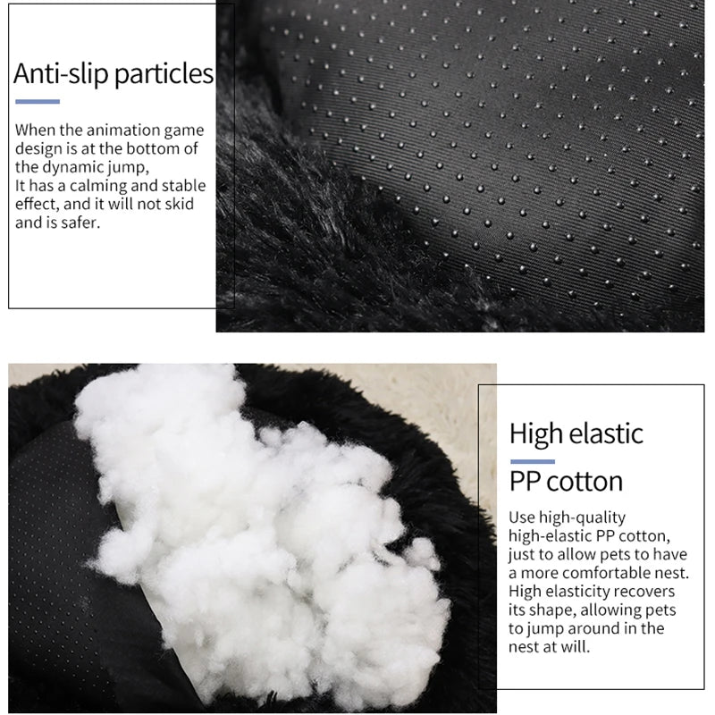 washable plush donut cat bed with anti-slip particles and high elastic PP cotton for cozy winter pet comfort