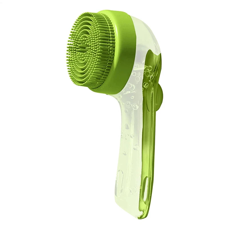 Pet Bathing Brush Long Handle Soft Silicone Shower Clean Tools Grooming Scrubber with Shampoo Dispenser Bath Brush for Dog &amp; Cat