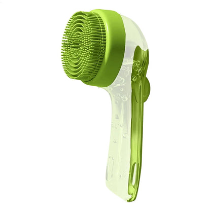 Pet Bathing Brush Long Handle Soft Silicone Shower Clean Tools Grooming Scrubber with Shampoo Dispenser Bath Brush for Dog &amp; Cat