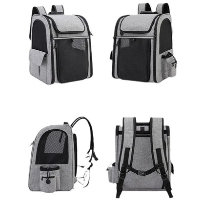 Expandable pet backpack carrier for cats and dogs, portable breathable foldable Oxford cloth carrier with large capacity