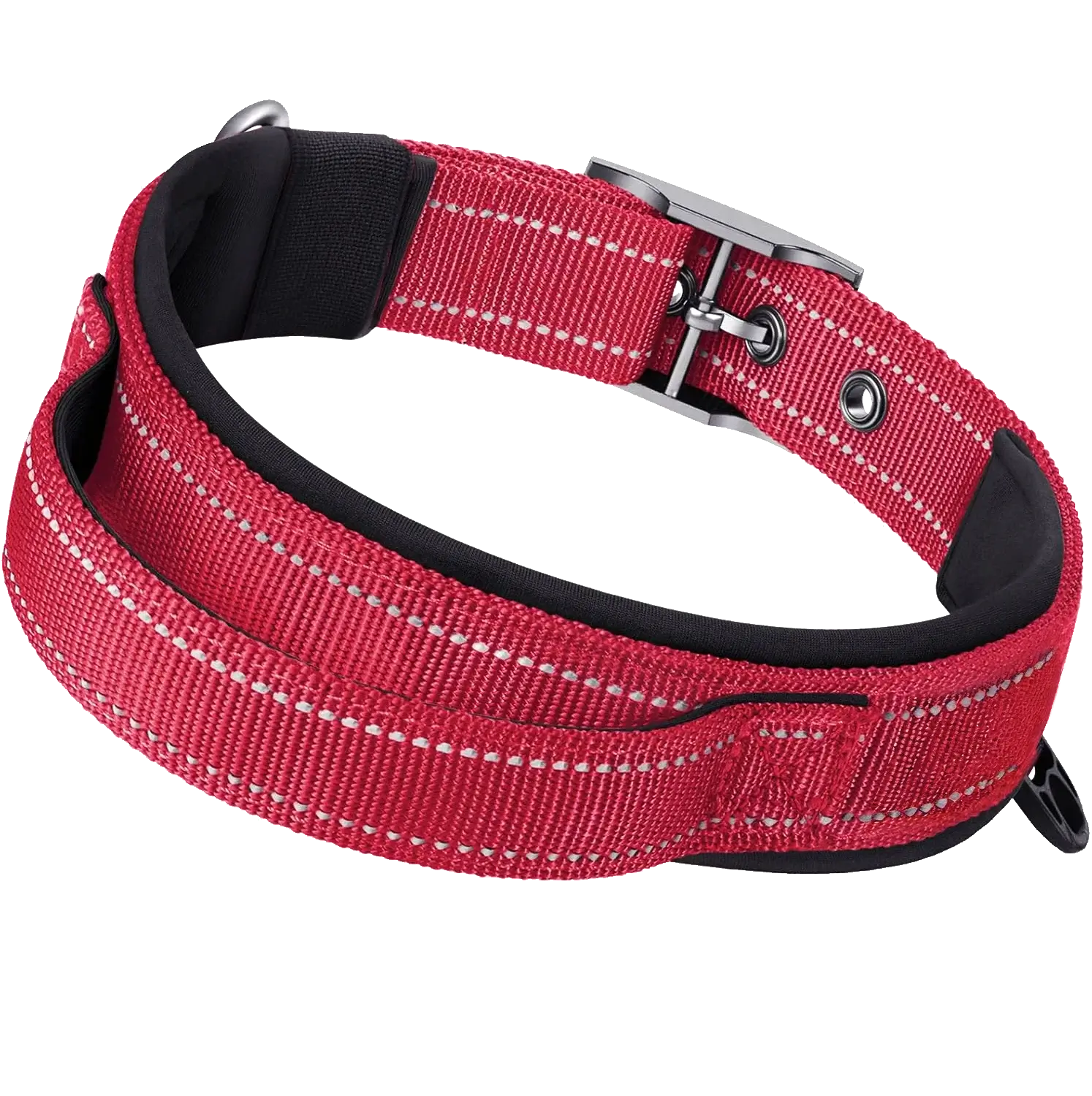 heavy duty tactical dog collar red reflective padded quick release military collar with handle for medium and large dogs